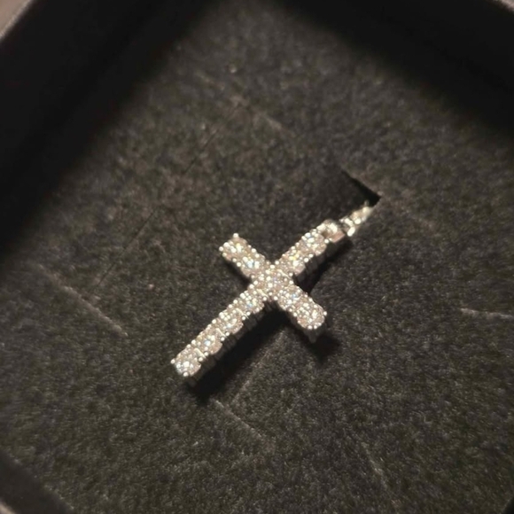 Moissanite Diamond Sterling Silver Cross Pendant